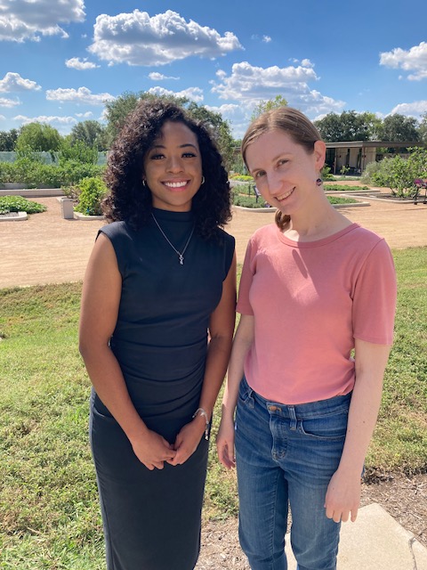 Marilyn Leider and chemist Naiyah McDaniel standing together and smiling. 